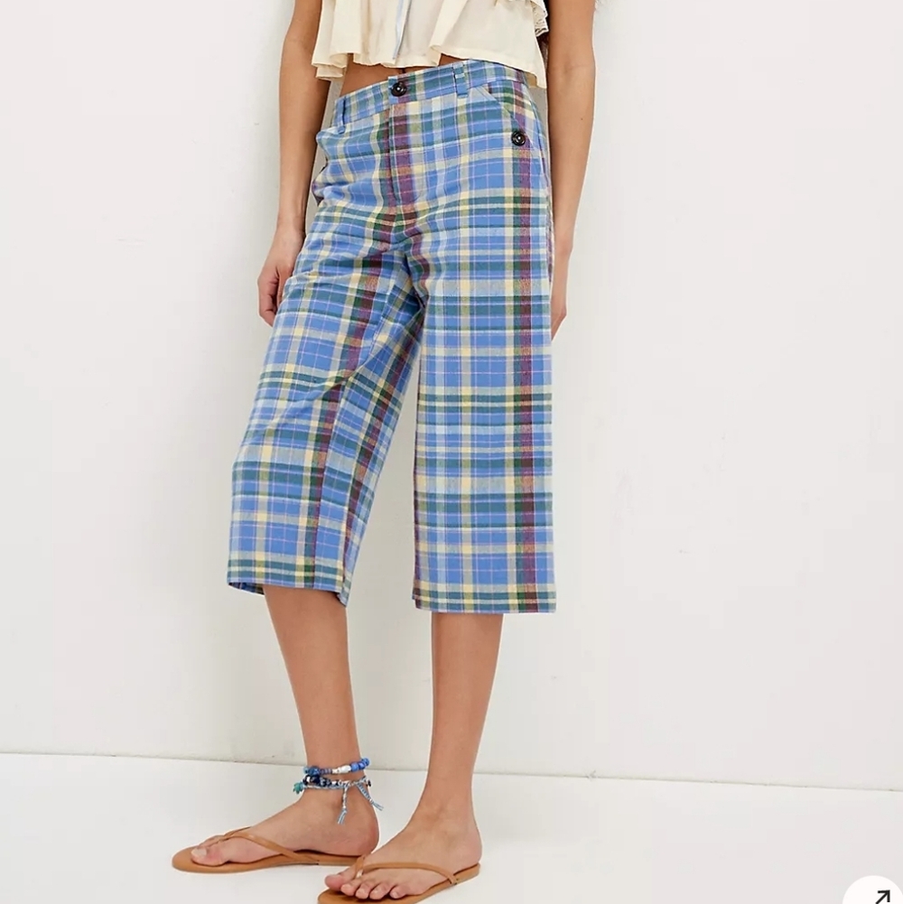 Free People Bay Course Straight Cropped Pants Size 0 Boho Cottagecore Coastal